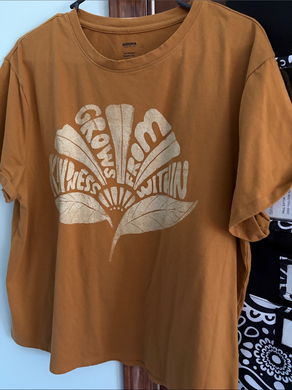 Sonoma Mustard Short-Sleeve Tee with Metallic Floral Graphic